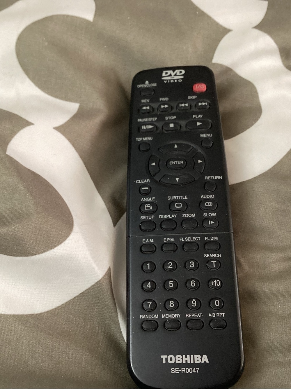 Toshiba Black DVD Remote with Red Power Button